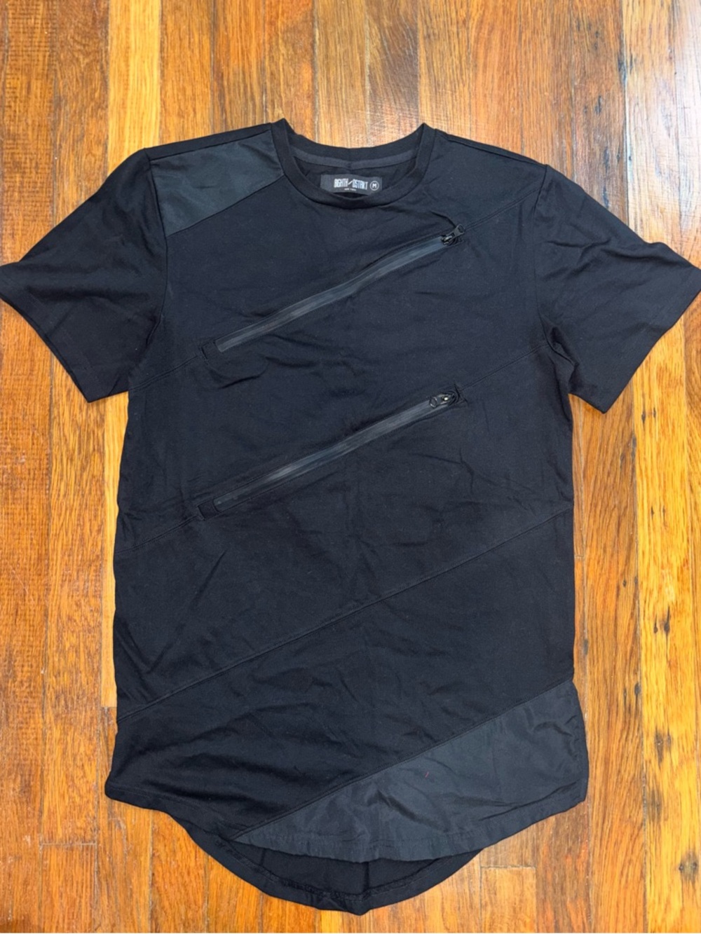 Men's Black Zip Accent Crewneck Shirt